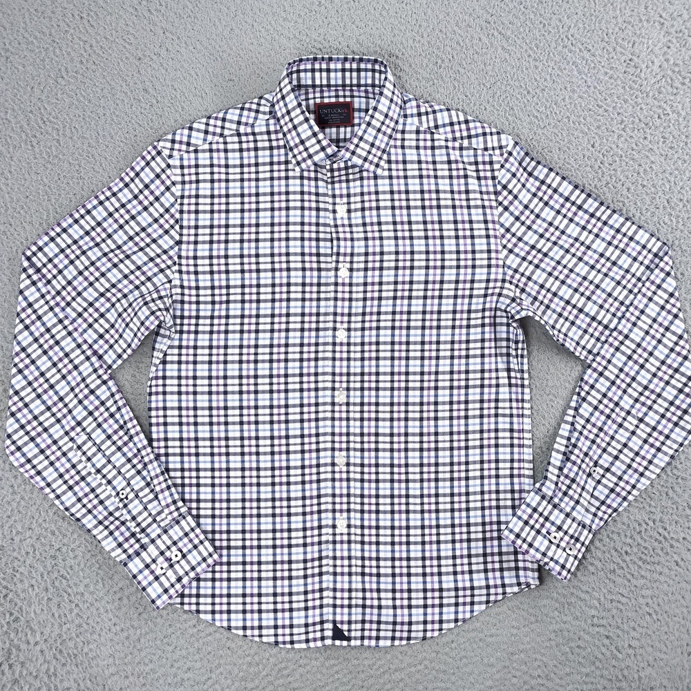 UNTUCKit Shirt Mens XS Multicolor Check Slim Fit Wrinkle Free Button Up Cotton